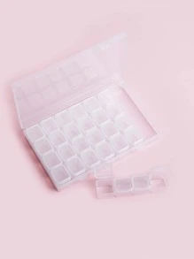 28格透明美甲裝飾收納盒1入組便攜化妝盒防塵旅行彩妝收納殼套適用於美甲設計工具珠子首飾類工具藥丸和魚餌 - 白色 - 查看 2