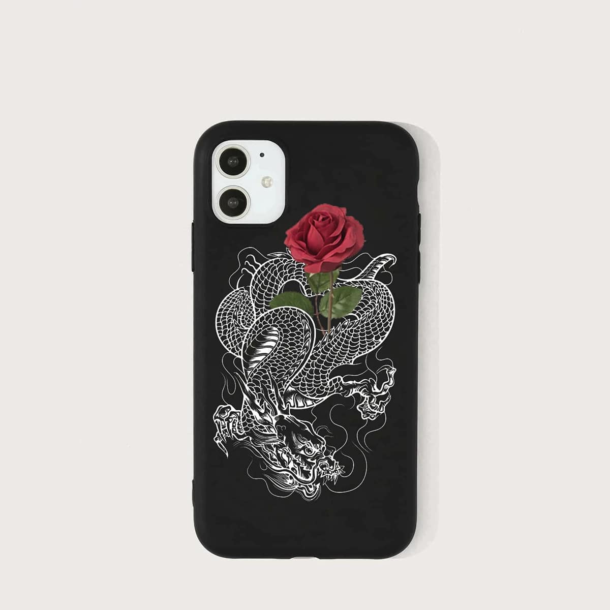 

Chinese Dragon & Rose iPhone Case, Black