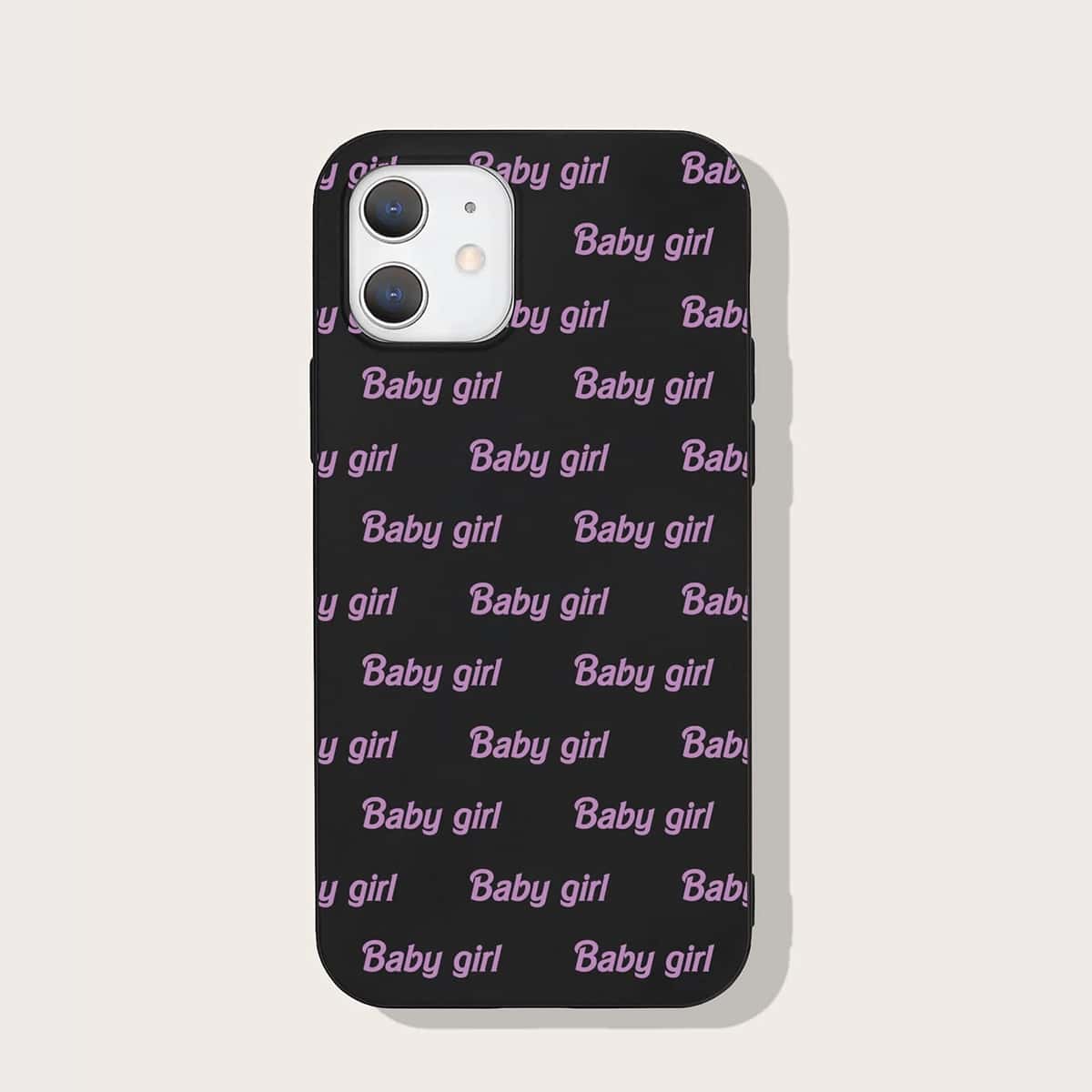 

Letter Graphic iPhone Case, Black