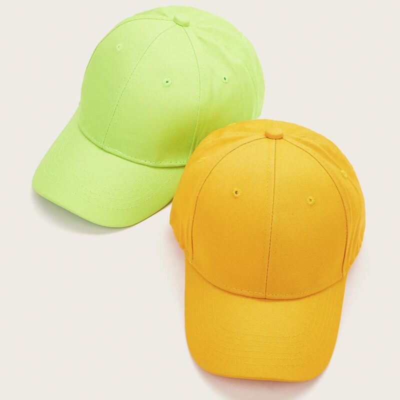 

2pcs Solid Baseball Cap, Multicolor