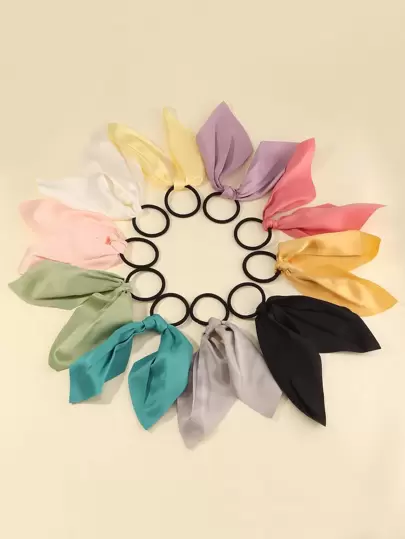 10 piezas Lazos para el cabello de cinta unicolor para niñas que sirven para una decoración diaria