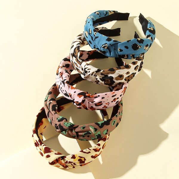 

5pcs Leopard Pattern Hair Hoop, Multicolor
