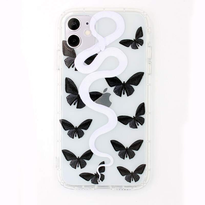 

Butterfly & Snake iPhone Case, Black and white