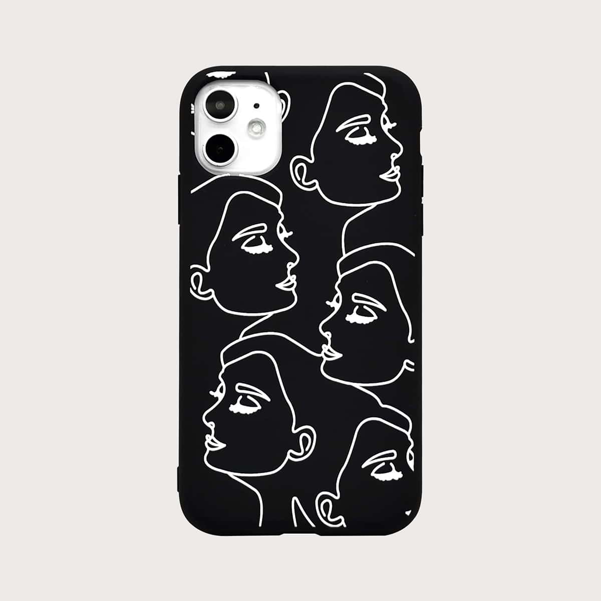 

Abstract Face iPhone Case, Black
