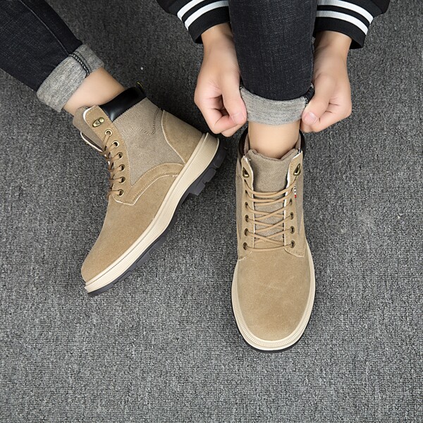 

Men Lace-up Front Combat Boots, Khaki