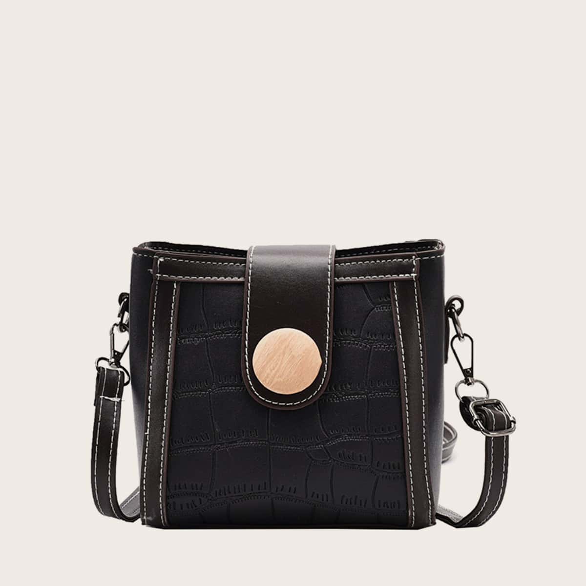 

Croc Embossed Crossbody Bag, Black