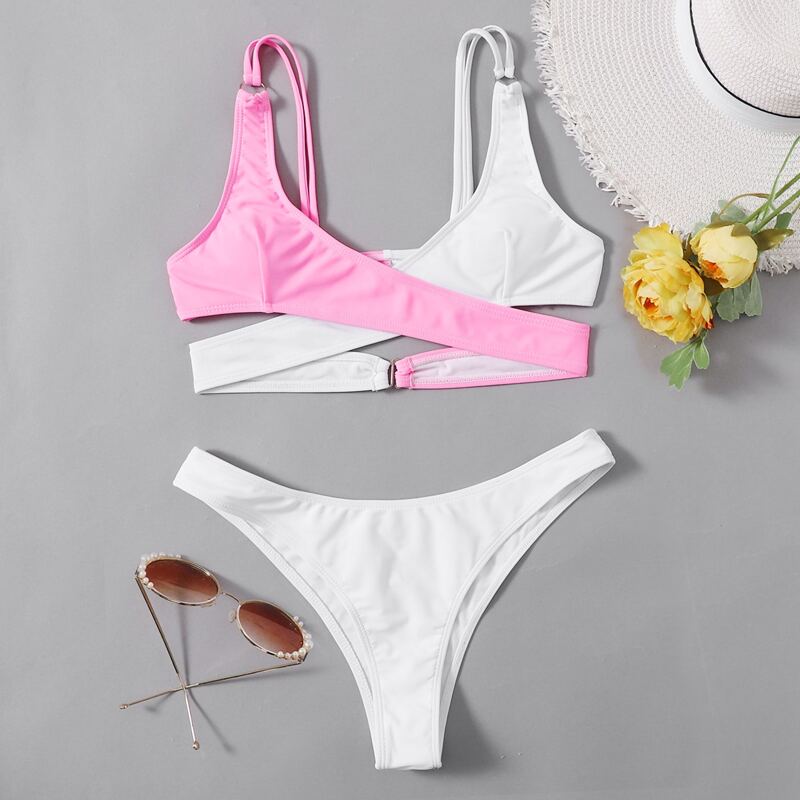 

Colorblock Wrap Bikini Swimsuit, Multicolor