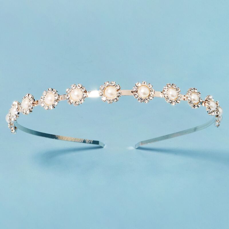 

Rhinestone & Faux Pearl Decor Hair Hoop, Gold