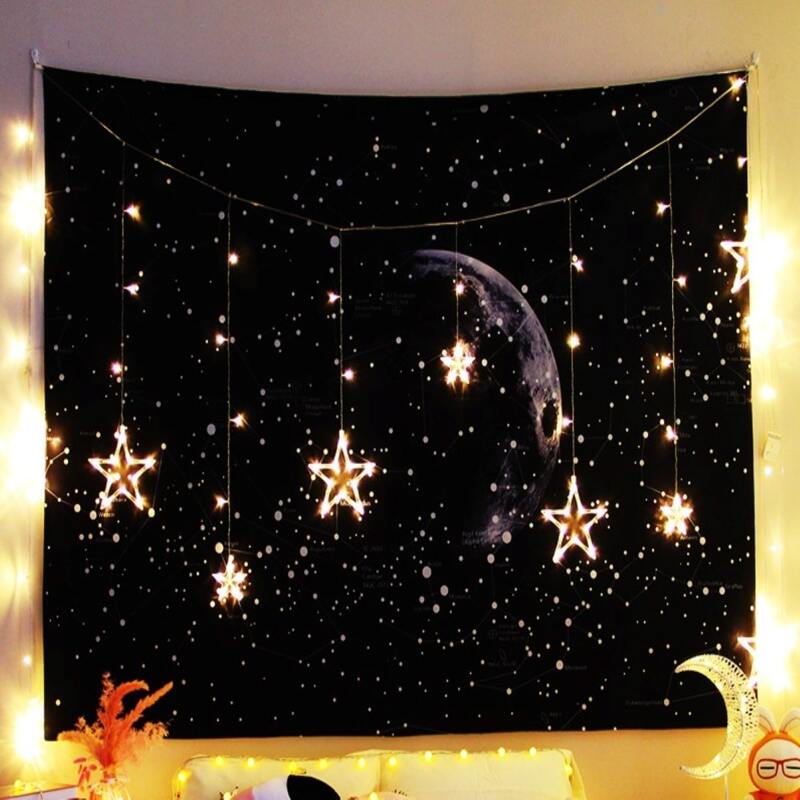 

Star Print Tapestry, Black