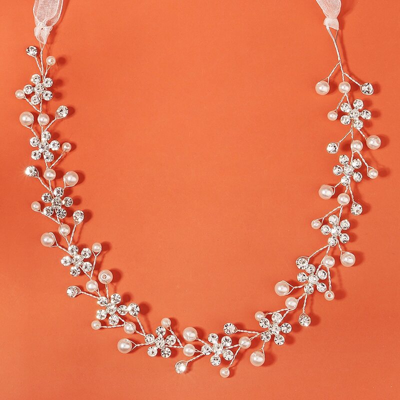 

Rhinestone & Faux Pearl Decor Hair Accessory, Silver