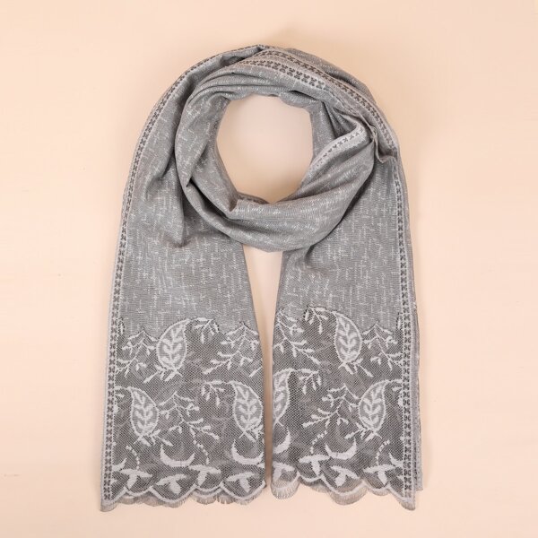 

Leaf Detail Scarf, Light grey