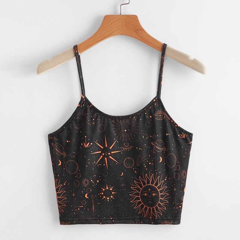 

Sun & Moon Graphic Crop Cami, Multicolor