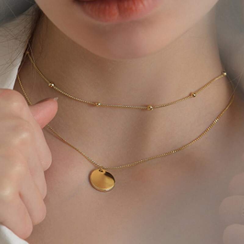 

Disc Decor Layered Necklace, Gold