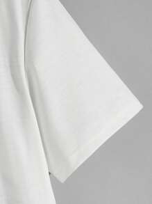 Manfinity 男士中文圖案拼接T恤 - 黑與白 - 查看 4