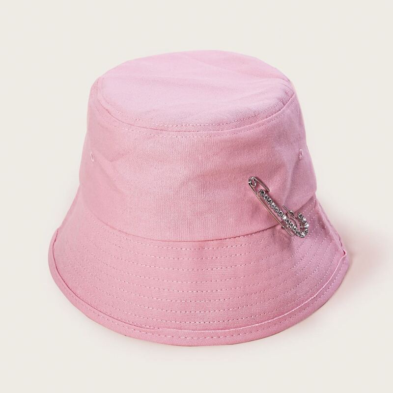 

Safety Pin Decor Bucket Hat, Pink