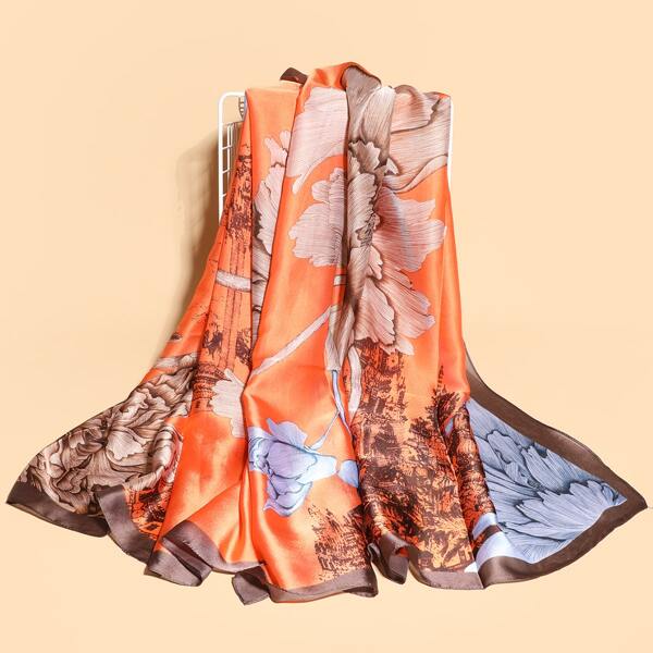 

Flower Pattern Scarf, Multicolor