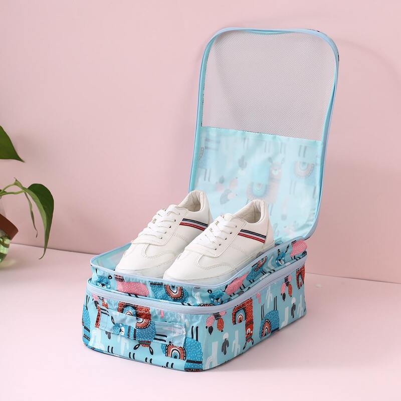 

Cartoon Alpaca Print Shoes Storage Bag, Blue