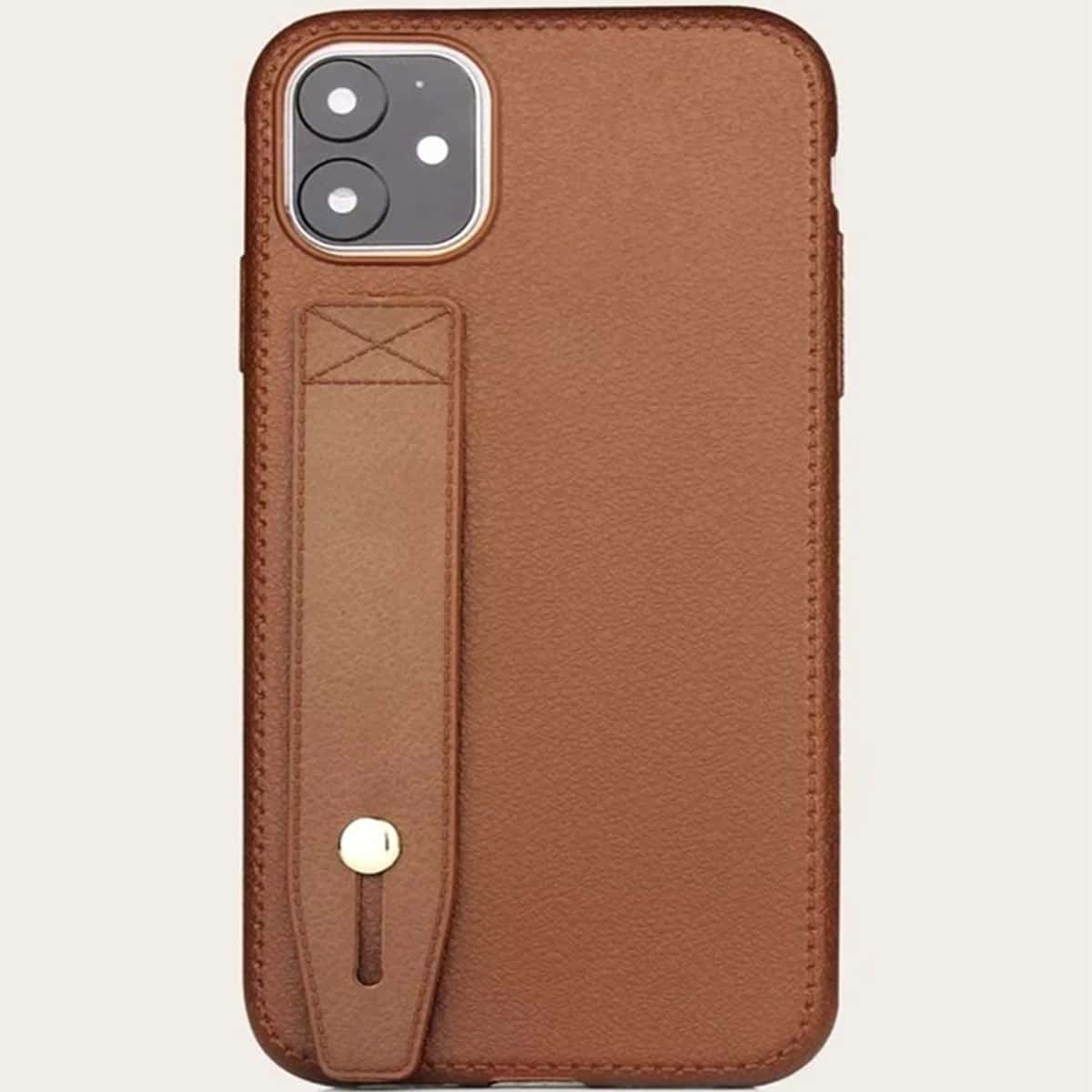 

Solid Hand Strap iPhone Case, Brown