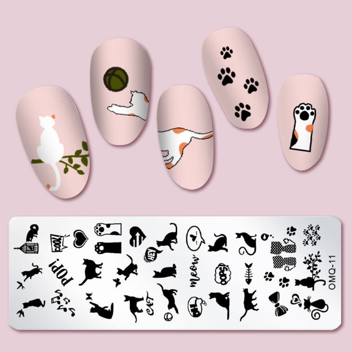 

Cartoon Graphic Nail Art Template Plate, Silver