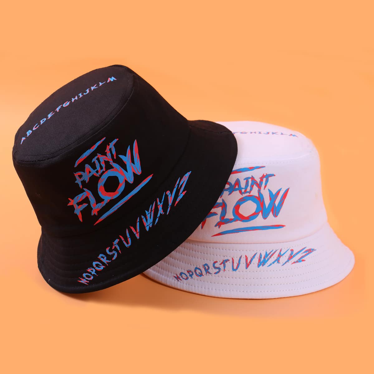 

2pcs Letter Pattern Bucket Hat, Multicolor