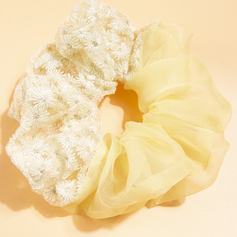 

Contrast Mesh Scrunchies, Yellow
