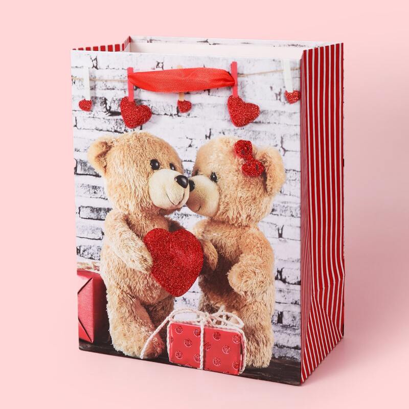 

1pc Teddy Bear Print Paper Gift Bag, Multicolor