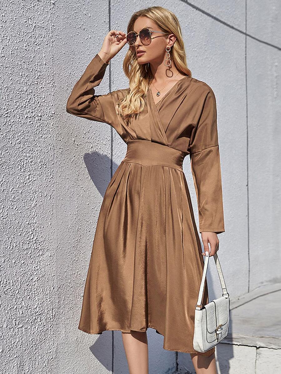 Đầm Trọn gói màu trơn Thanh lịch - Màu nâu  Mocha - Xem 1