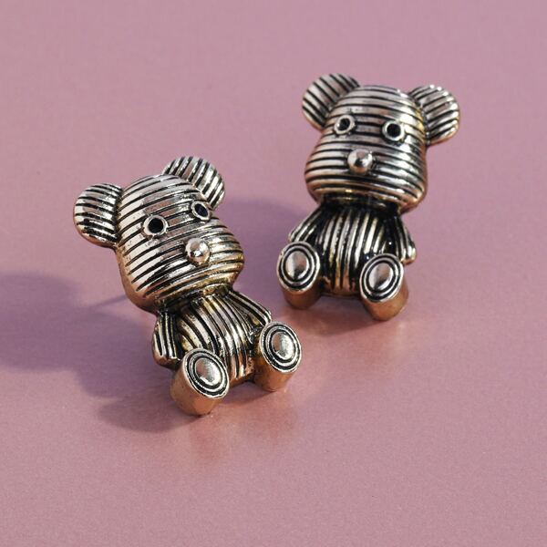 

Cartoon Animal Design Stud Earrings, Gold