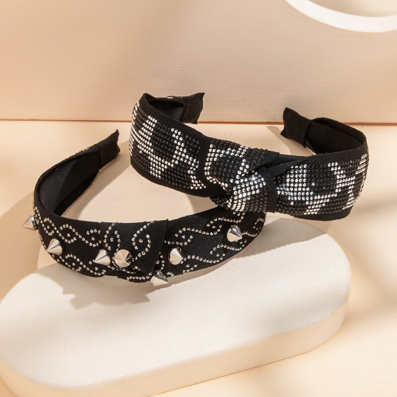 

2pcs Rhinestone Knot Decor Hair Hoop, Multicolor