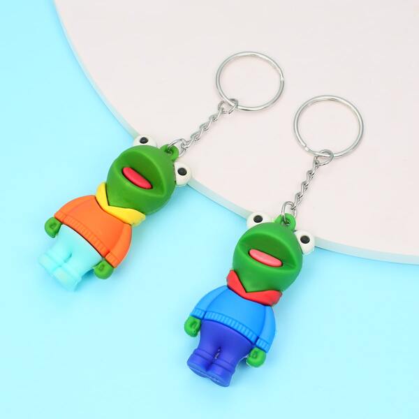 

2pcs Frog Charm Keychain, Green