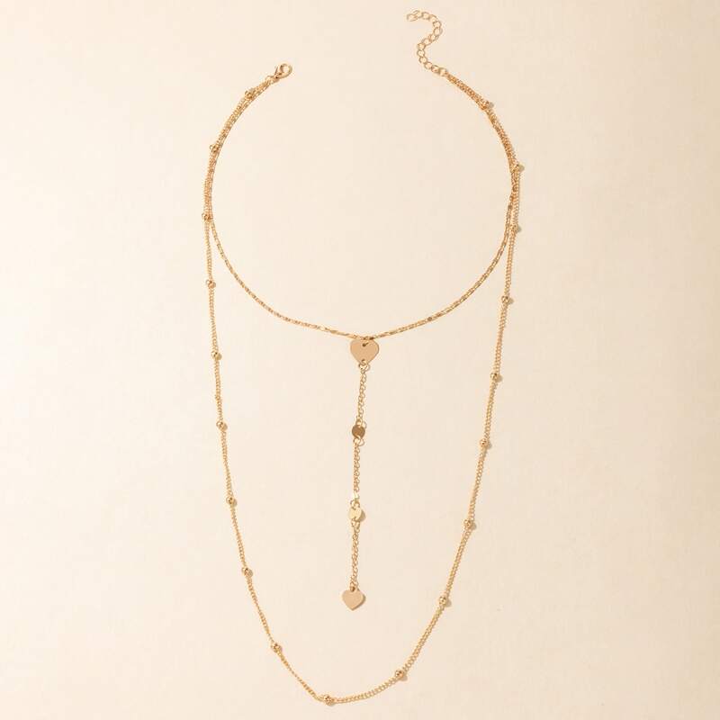 

Heart Charm Lariat Necklace, Gold