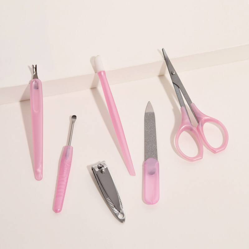 

6pcs Nail Tool Set, Pink