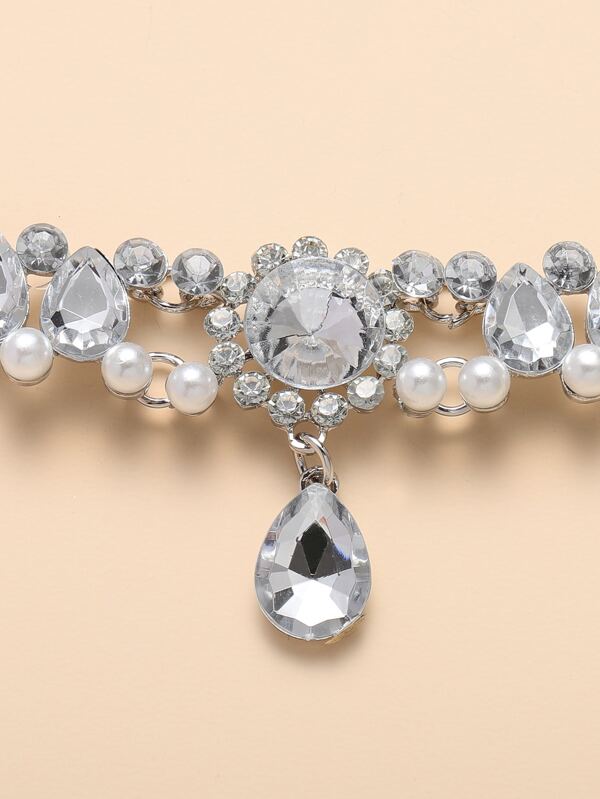 Rhinestone Water Drop Decor Necklace SHEIN USA