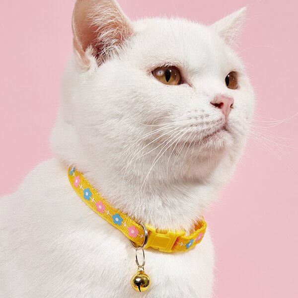 

Flower Print Pet Collar, Yellow
