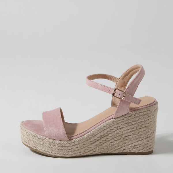 

Minimalist Espadrille Heeled Wedge Sandals, Baby pink