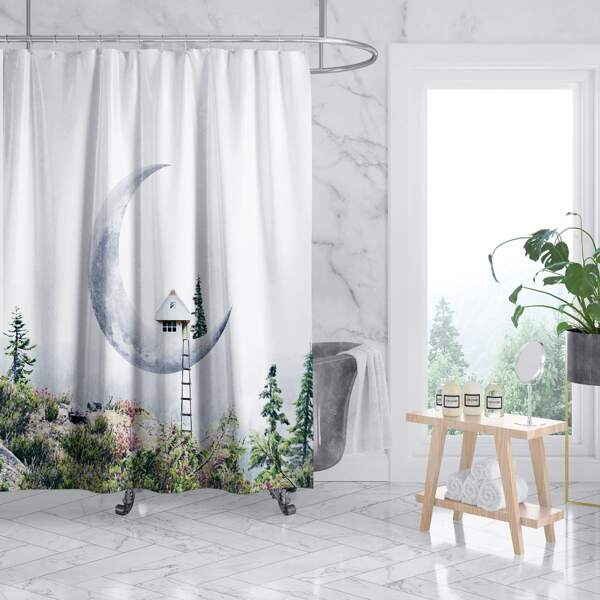 

Landscape Print Water Proof Shower Curtain, Multicolor