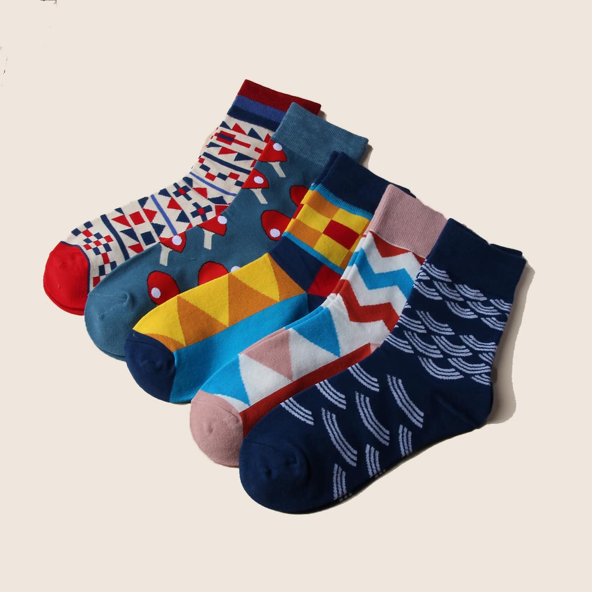 

Random 1pair Geometric Crew Socks, Multicolor