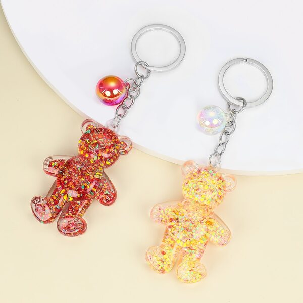 

2pcs Bear Charm Keychain, Multicolor