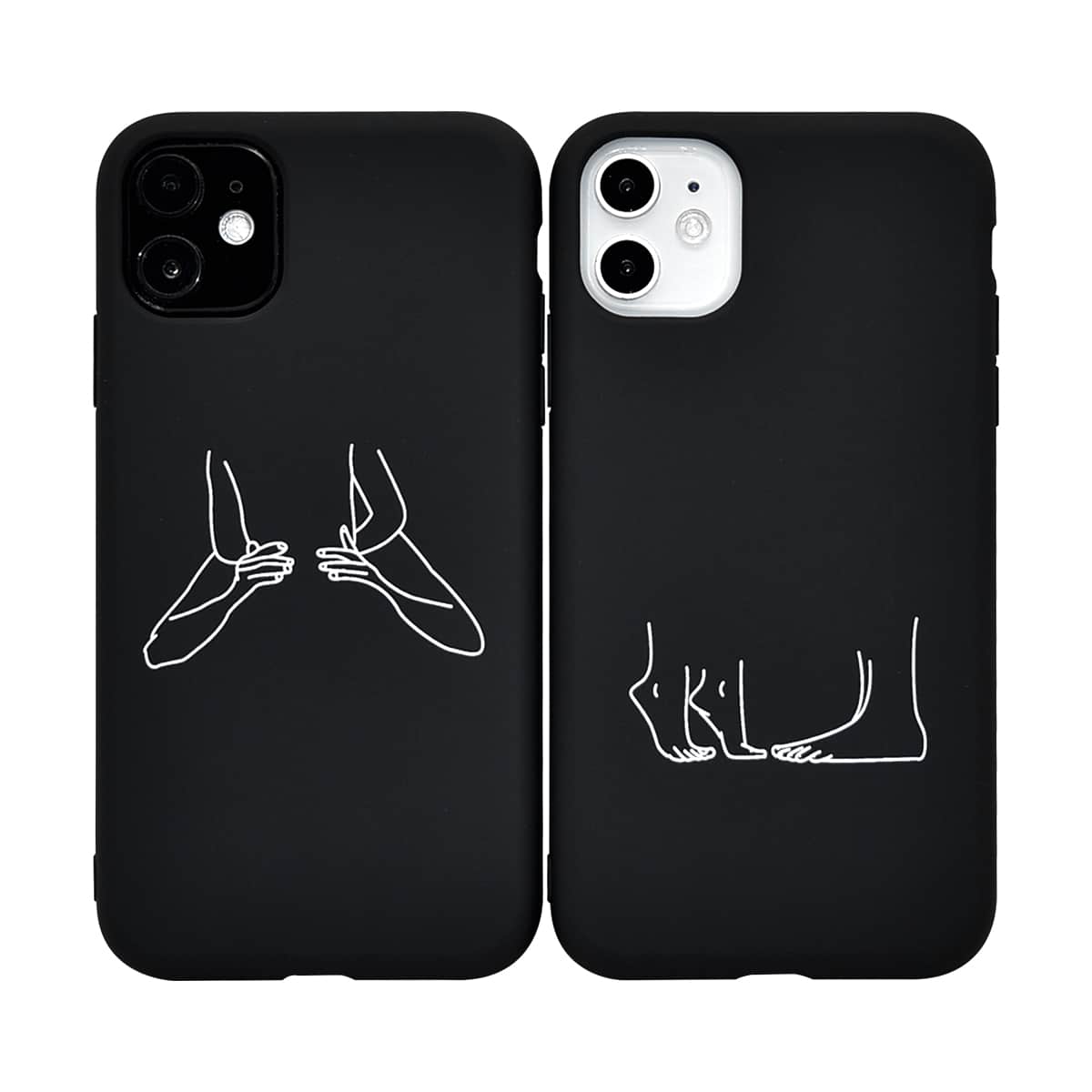 

2pcs Figure Graphic Couple iPhone Case, Black