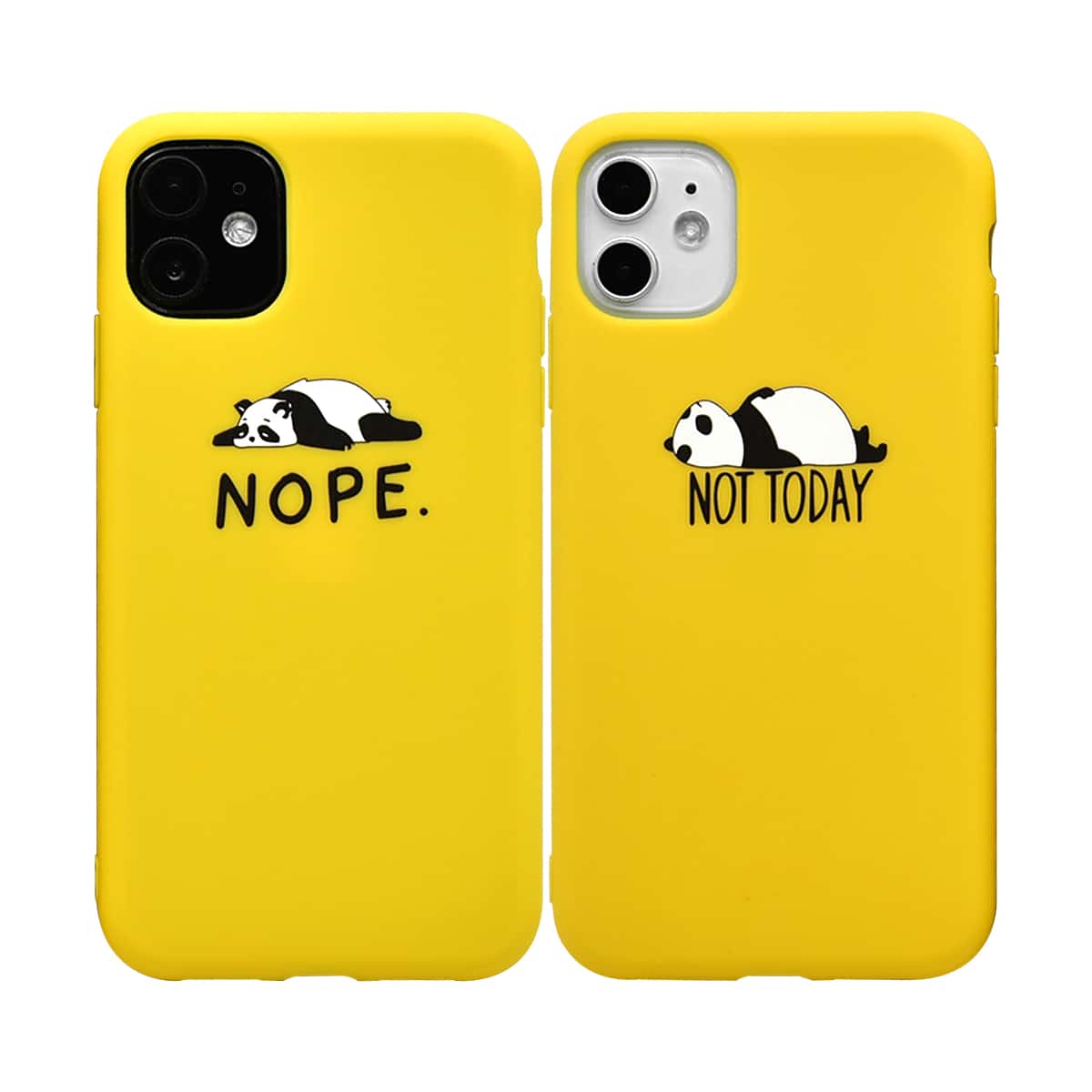 

2pcs Cartoon Panda Couple iPhone Case, Yellow
