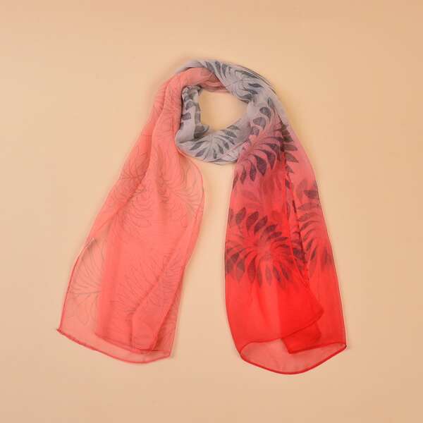 

Ombre Leaf Pattern Scarf, Multicolor