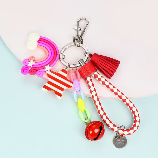 

Star Charm Keychain, Red