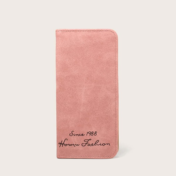 

Letter Graphic Fold Over Long Wallet, Dusty pink
