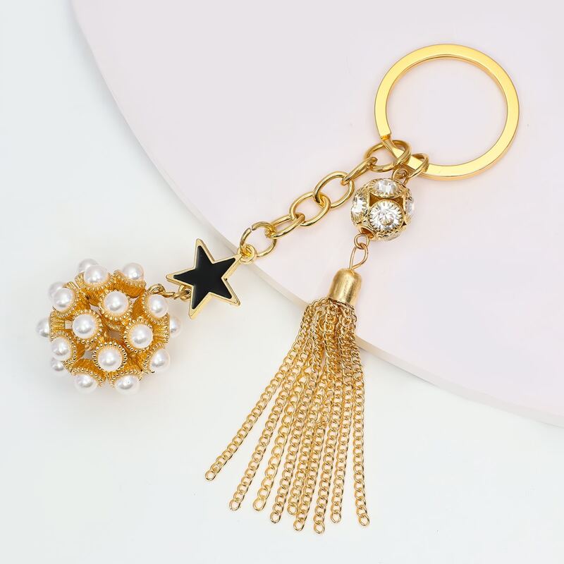 

Metal Tassel Charm Keychain, Gold