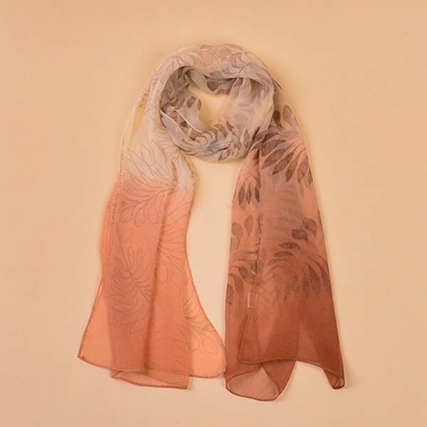 

Ombre Leaf Pattern Scarf, Multicolor