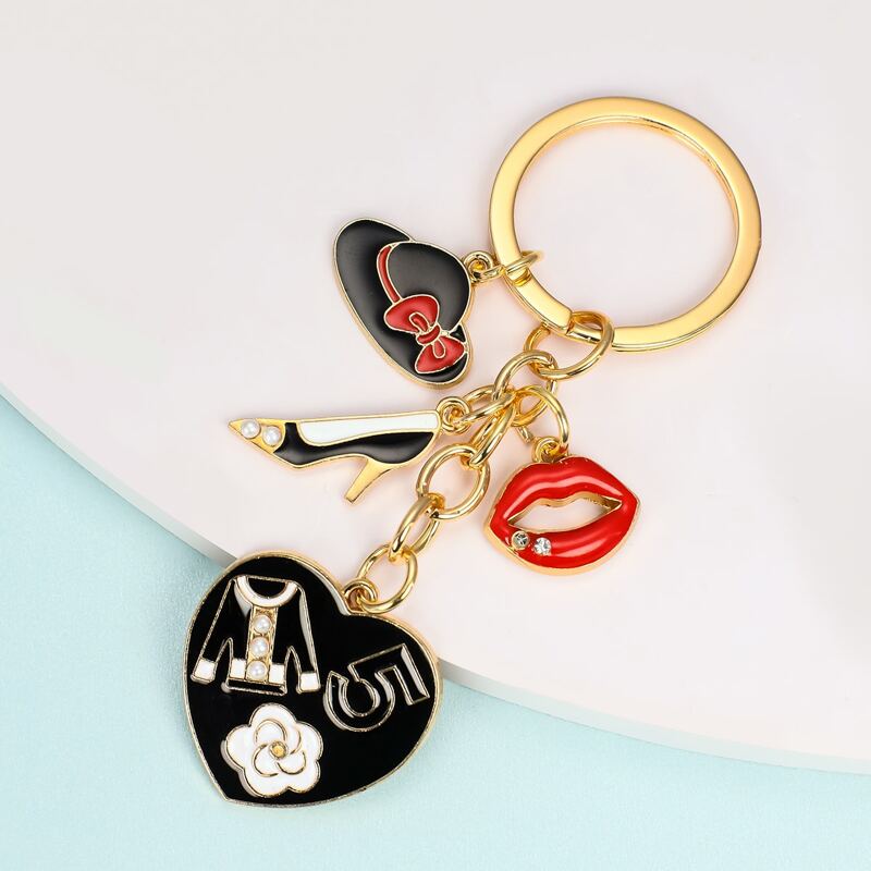 

Heart Charm Keychain, Black
