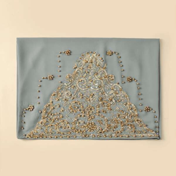

Bead Decor Scarf, Grey