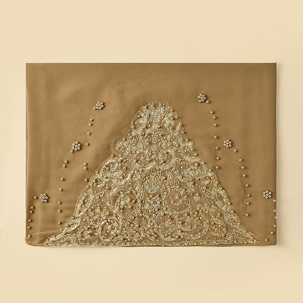 

Bead Decor Scarf, Brown