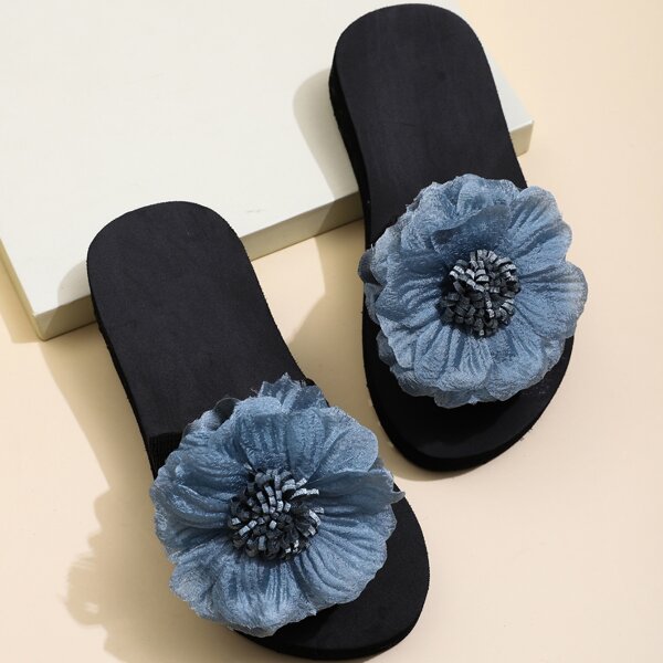 

Toddler Girls Flower Appliques Slides, Baby blue