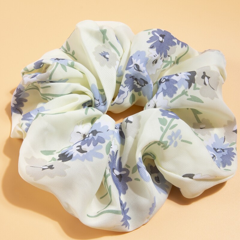 

Flower Print Scrunchies, Green